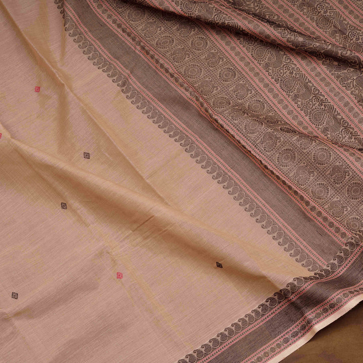 Beige Original Handloom Kanchi Cotton Saree with Traditional Border 3352T015932DSC