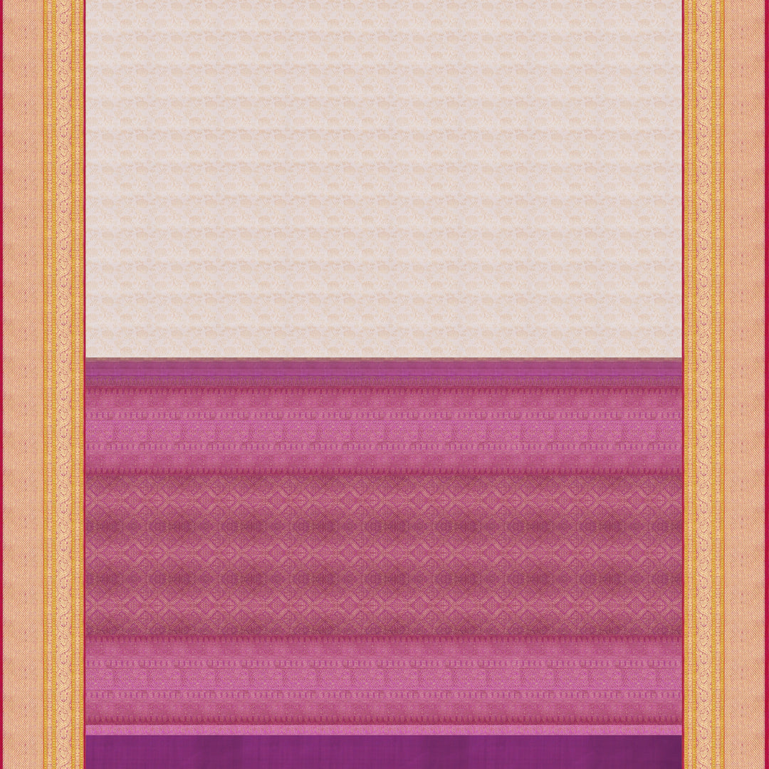 Handwoven Cream with Magenta Kanjivaram Silk Saree - 1706T007506DSC