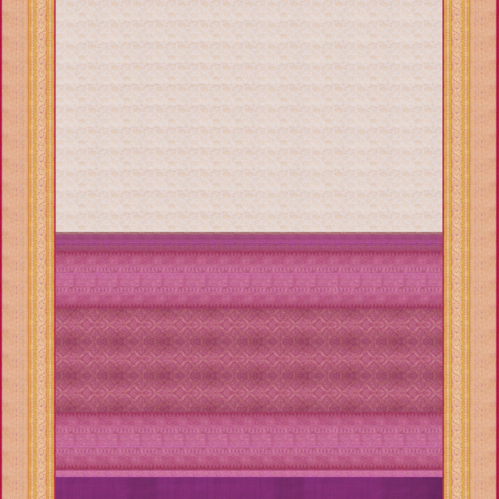 Handwoven Cream with Magenta Kanjivaram Silk Saree - 1706T007506DSC