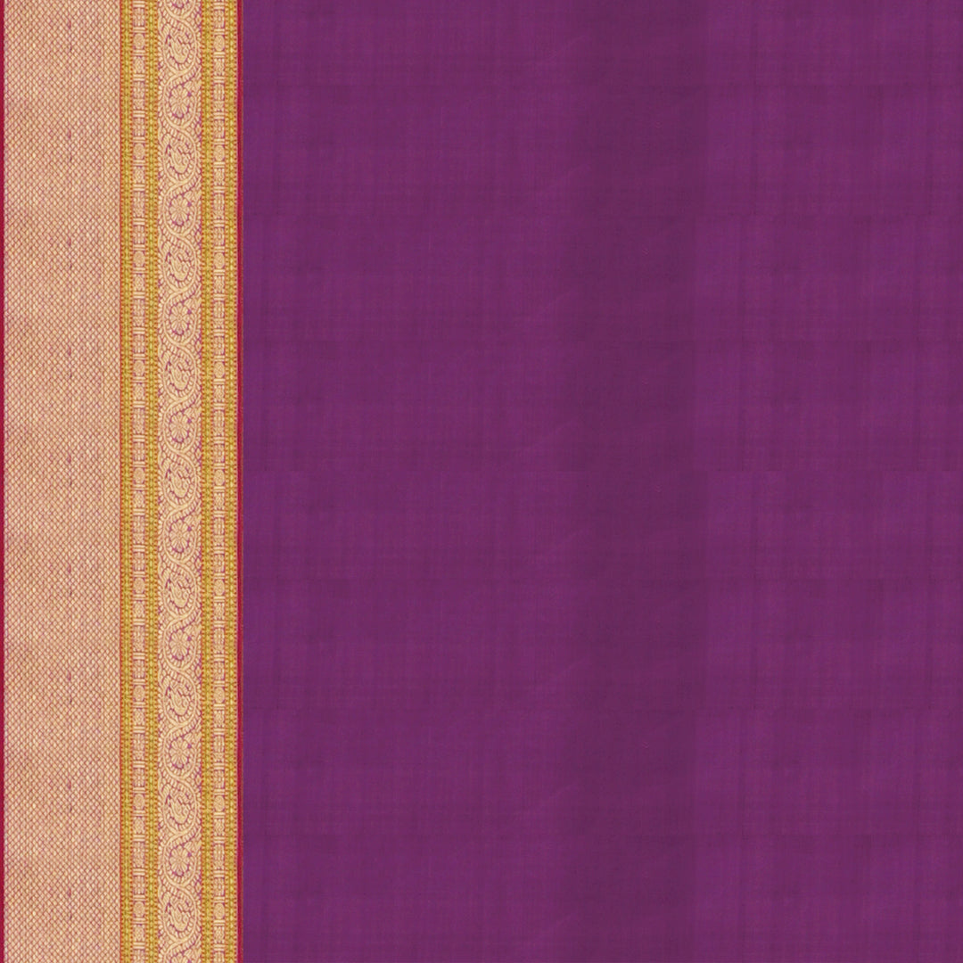 Handwoven Cream with Magenta Kanjivaram Silk Saree - 1706T007506DSC