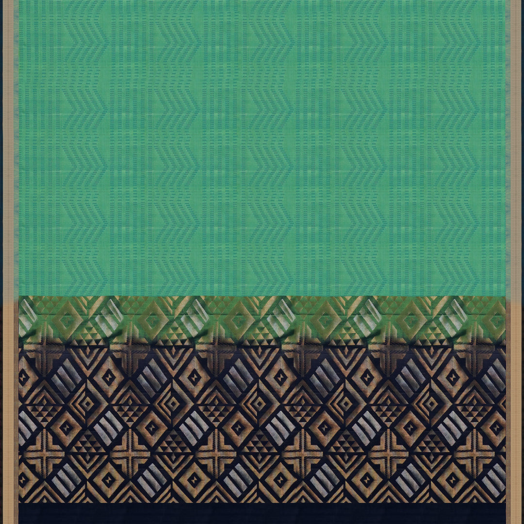 Handwoven Green with Navy Blue Soft Silk Saree - 1778T009278DSC