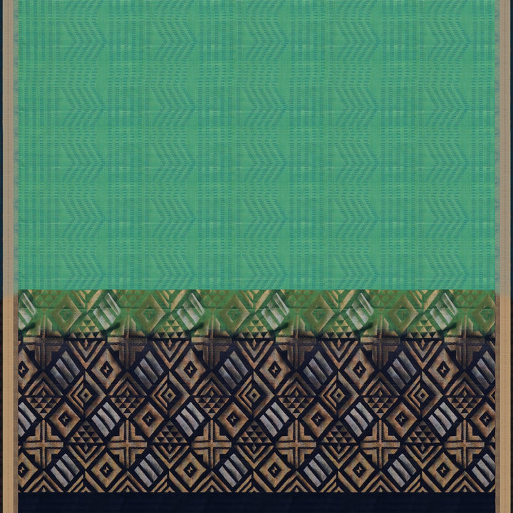 Handwoven Green with Navy Blue Soft Silk Saree - 1778T009278DSC
