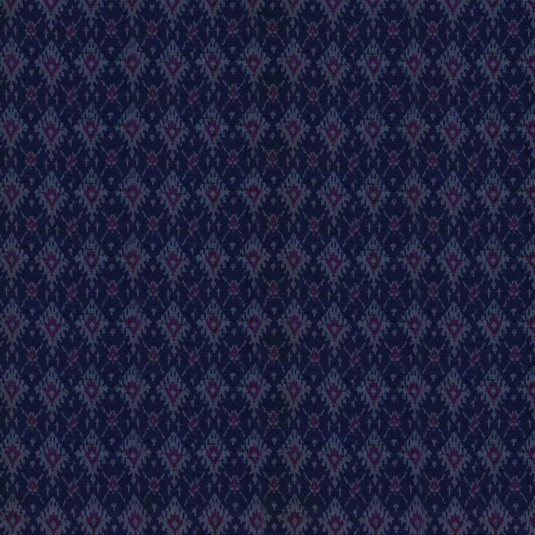 Handwoven Blue Raw silk Ikat Fabric - 26T001269DSC