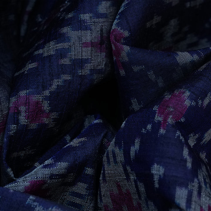 Handwoven Blue Raw silk Ikat Fabric - 26T001269DSC