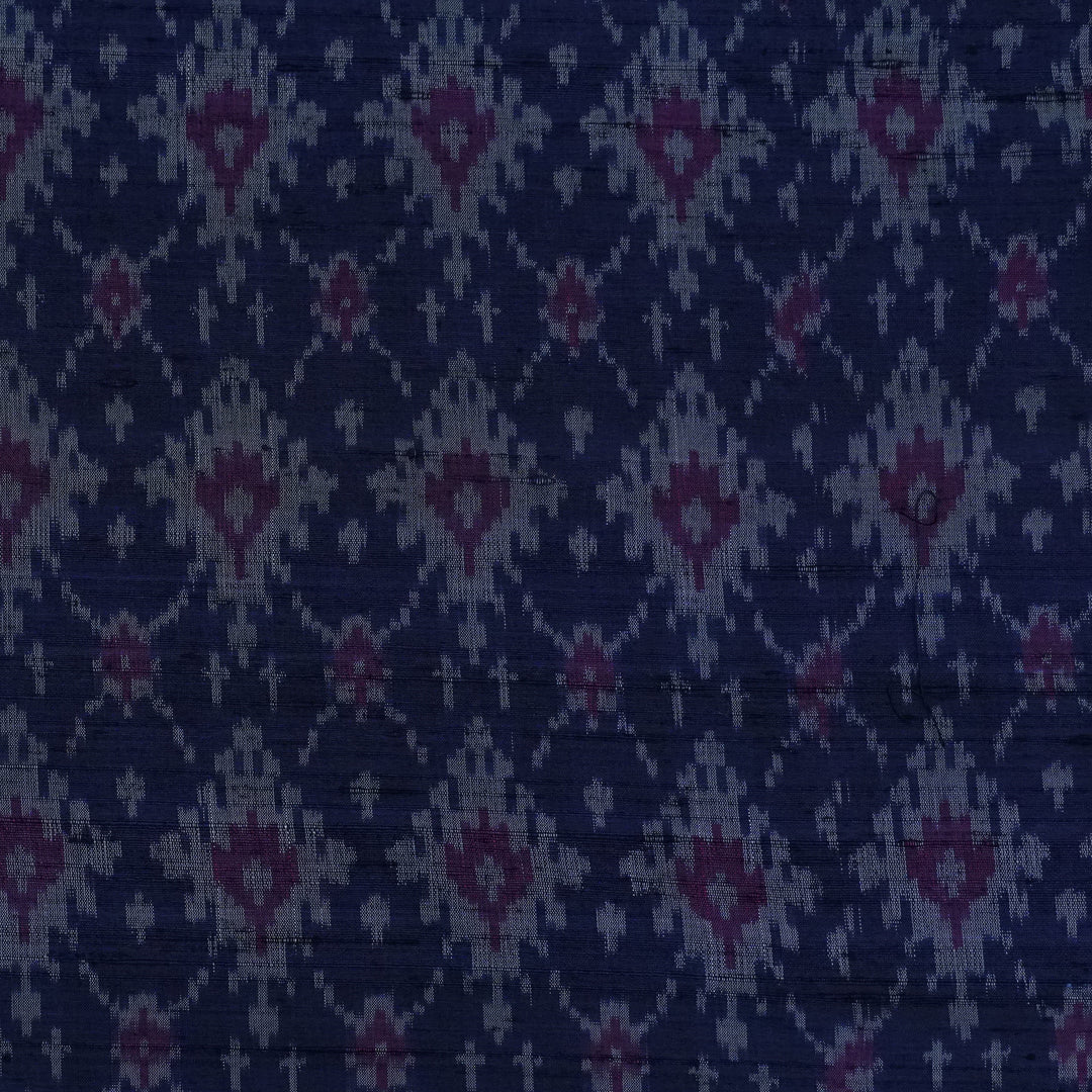 Handwoven Blue Raw silk Ikat Fabric - 26T001269DSC