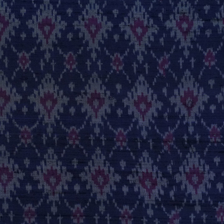 Handwoven Blue Raw silk Ikat Fabric - 26T001269DSC