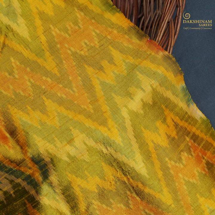 Handwoven Multi colour Raw silk Ikat Fabric - 27T001269DSC