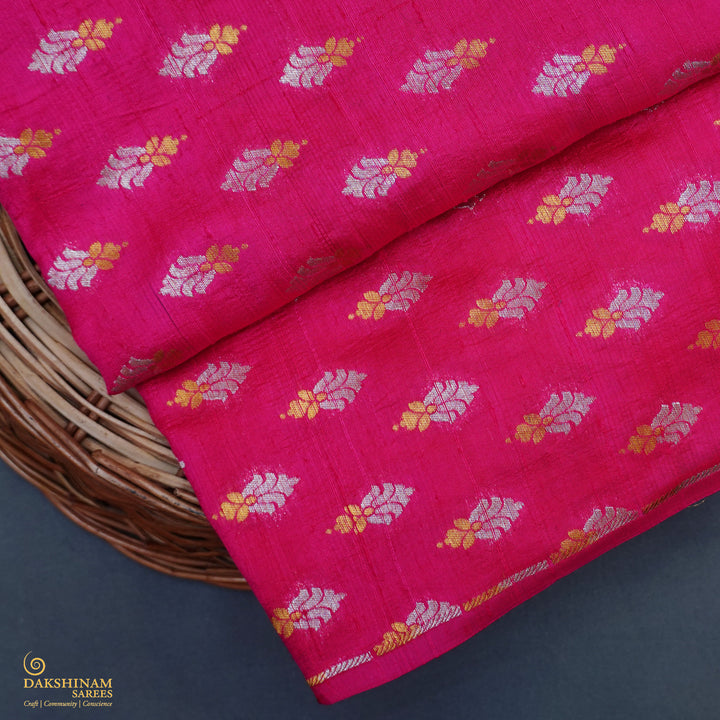 Handwoven Pink Raw silk Fabric - 29T004458DSC