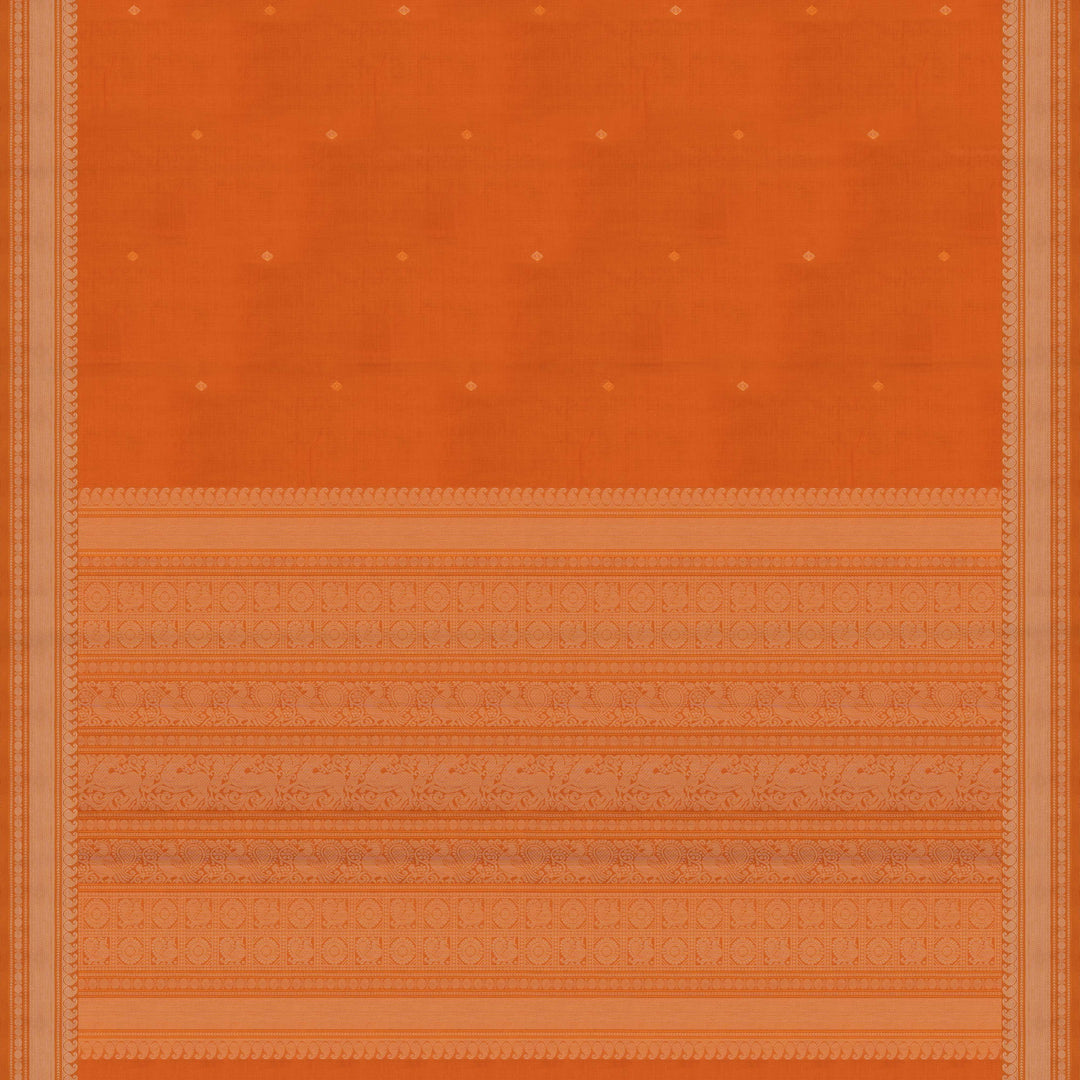 Orange Original Handloom Kanchi Cotton Saree with Traditional Border 3357T015931DSC