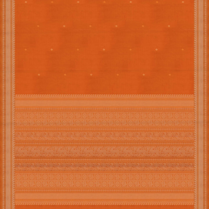 Orange Original Handloom Kanchi Cotton Saree with Traditional Border 3357T015931DSC