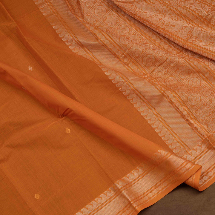Orange Original Handloom Kanchi Cotton Saree with Traditional Border 3357T015931DSC