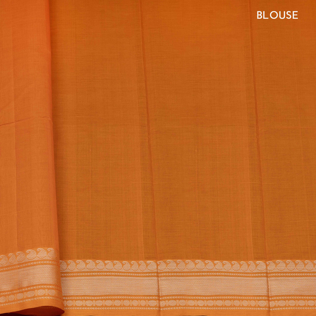 Orange Original Handloom Kanchi Cotton Saree with Traditional Border 3357T015931DSC