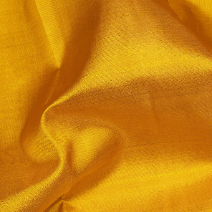 Yellow Kanjivaram Silk Saree with Rudraksham Border and Red Pallu