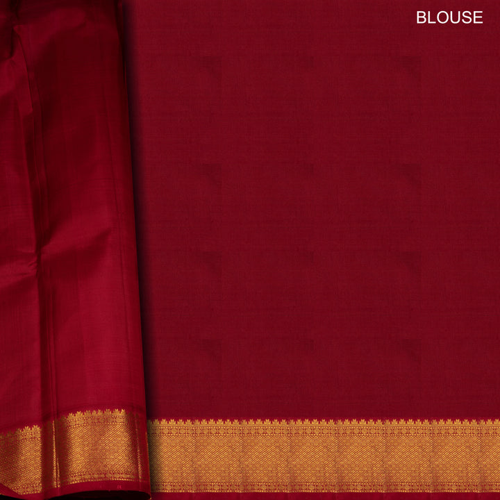 Yellow Kanjivaram Silk Saree with Rudraksham Border and Red Pallu