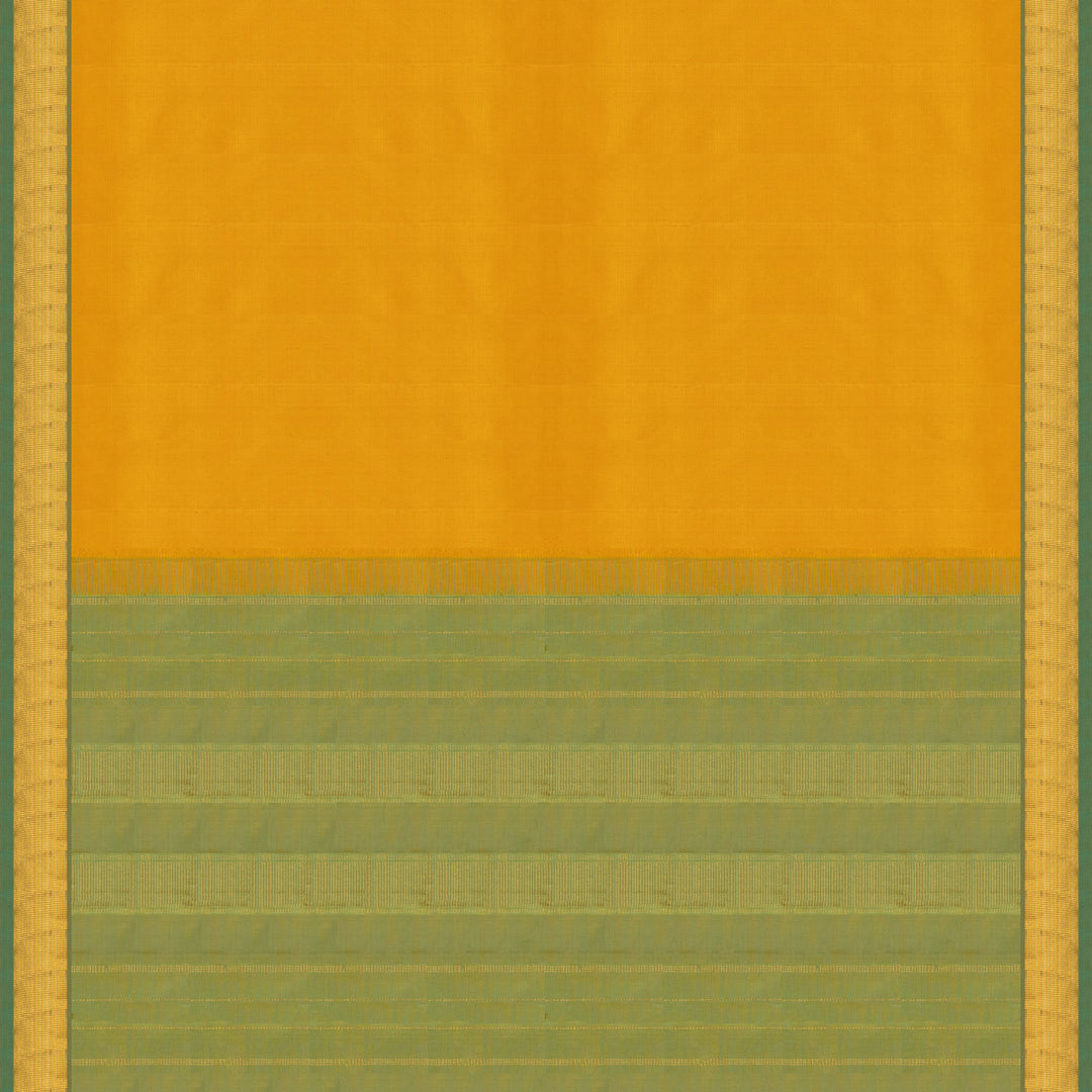 Yellow Kanjivaram Silk Saree with Dual-Tone Aqua Blue Border