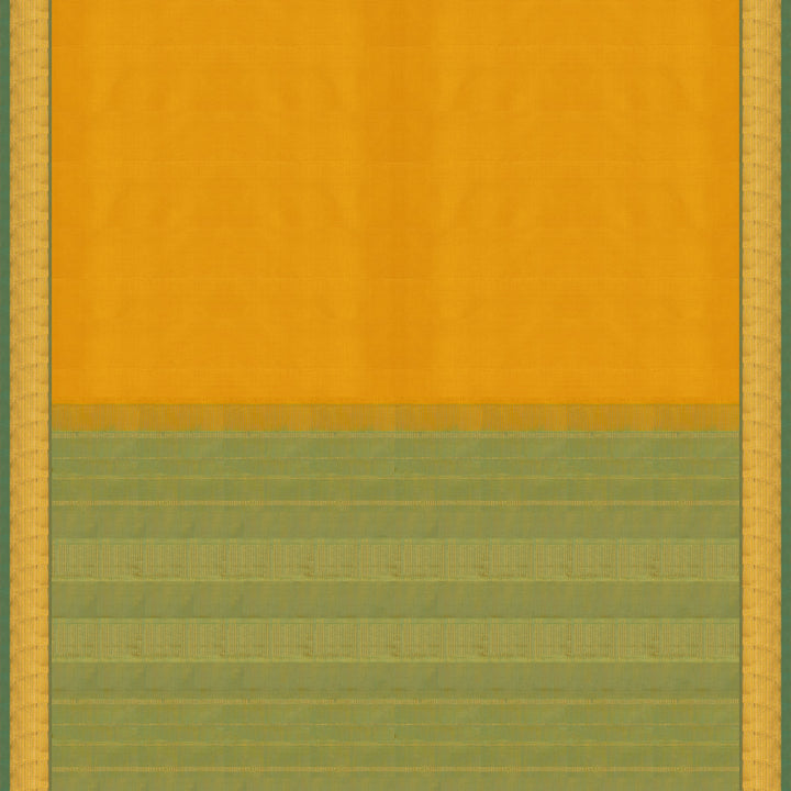 Yellow Kanjivaram Silk Saree with Dual-Tone Aqua Blue Border