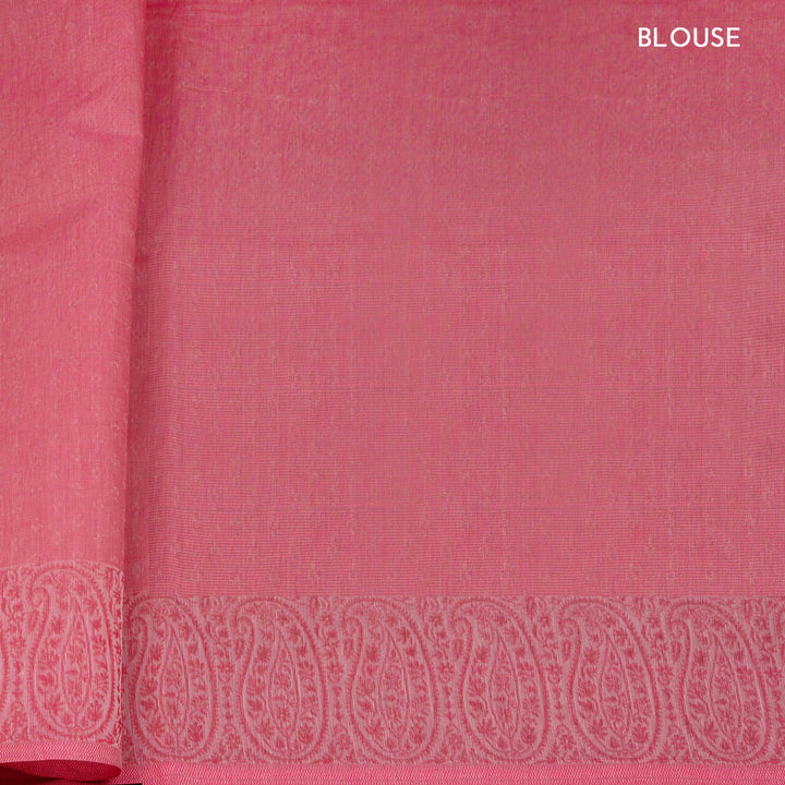 Pink South Cotton Saree with Paisley Border 3359T015697DSC