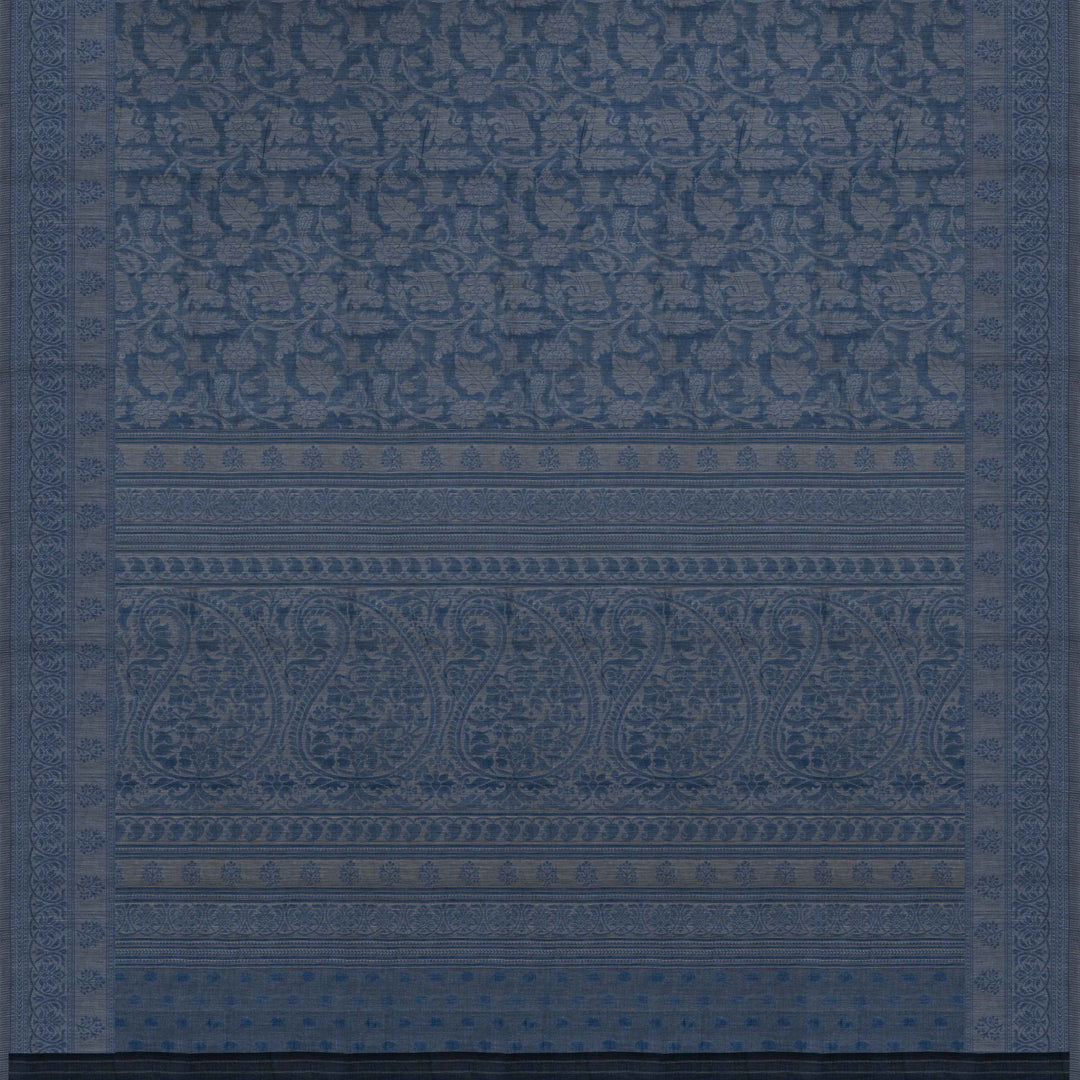Blue South Cotton Saree with Heritage Motif Border 3360T015707DSC