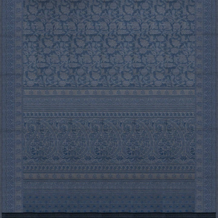 Blue South Cotton Saree with Heritage Motif Border 3360T015707DSC