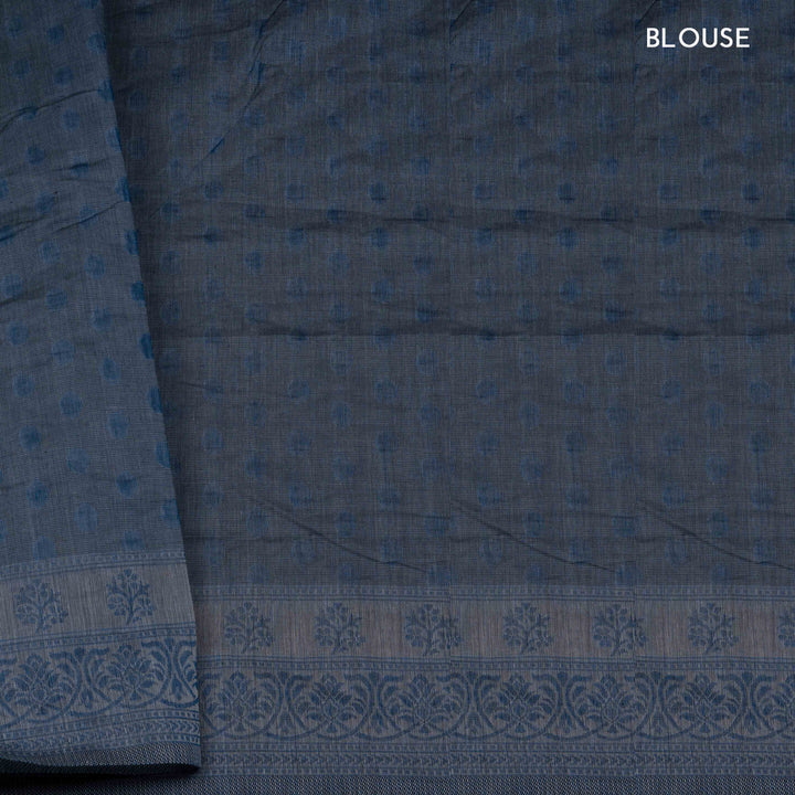 Blue South Cotton Saree with Heritage Motif Border 3360T015707DSC