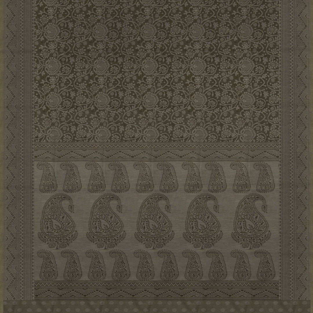 Black South Cotton Saree with Traditional Motif Border 3361T015701DSC