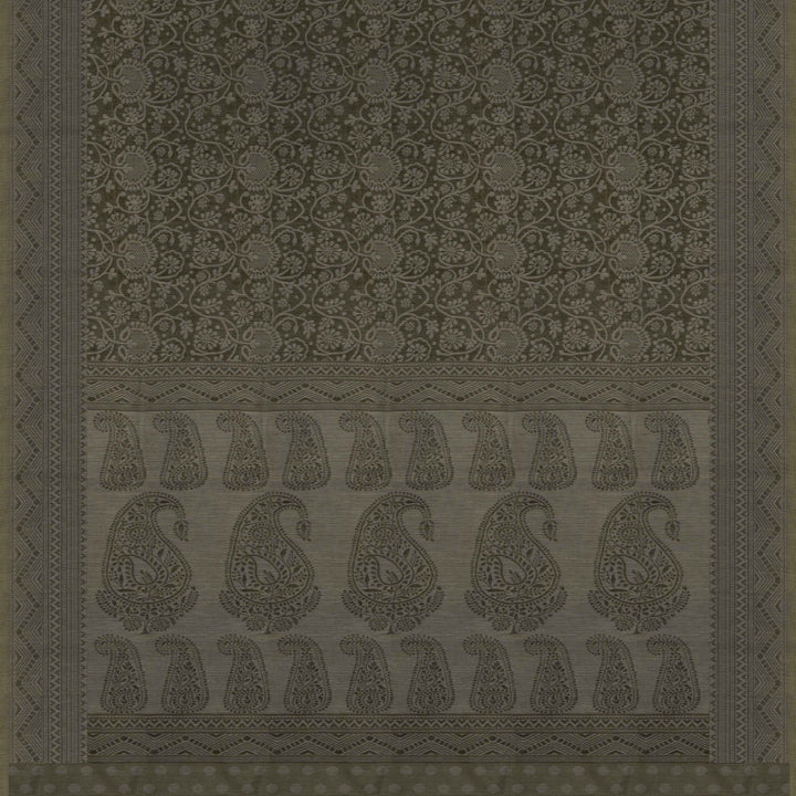 Black South Cotton Saree with Traditional Motif Border 3361T015701DSC