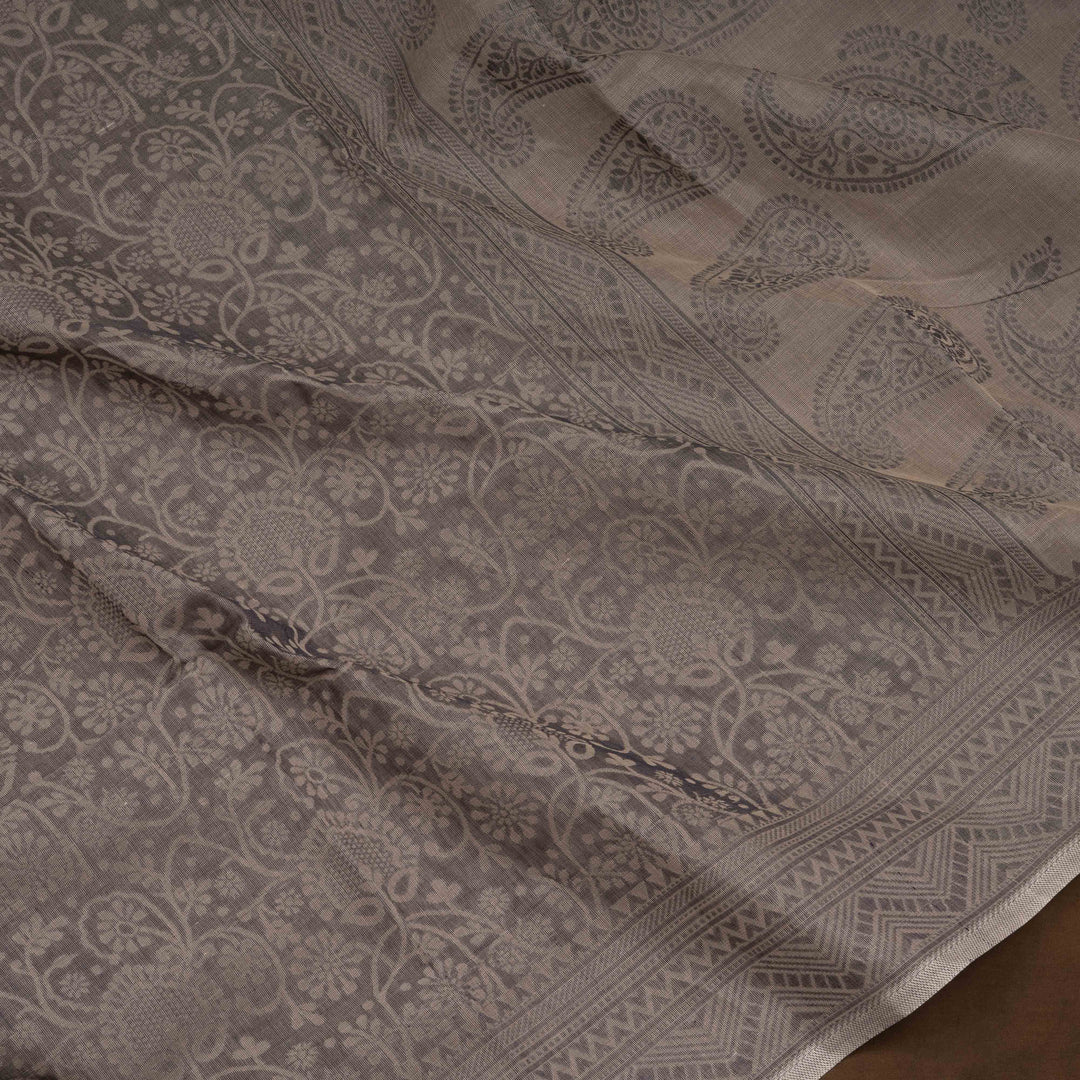 Beige South Cotton Saree with Traditional Motif Border 3363T015700DSC