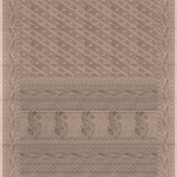 Beige South Cotton Saree with Symmetrical Vine Border 3366T015693DSC