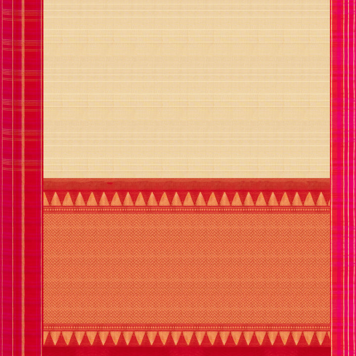 Sandal Kora Gadwal Silk Saree with Checked Border and Red Pallu 3335T016173DSC