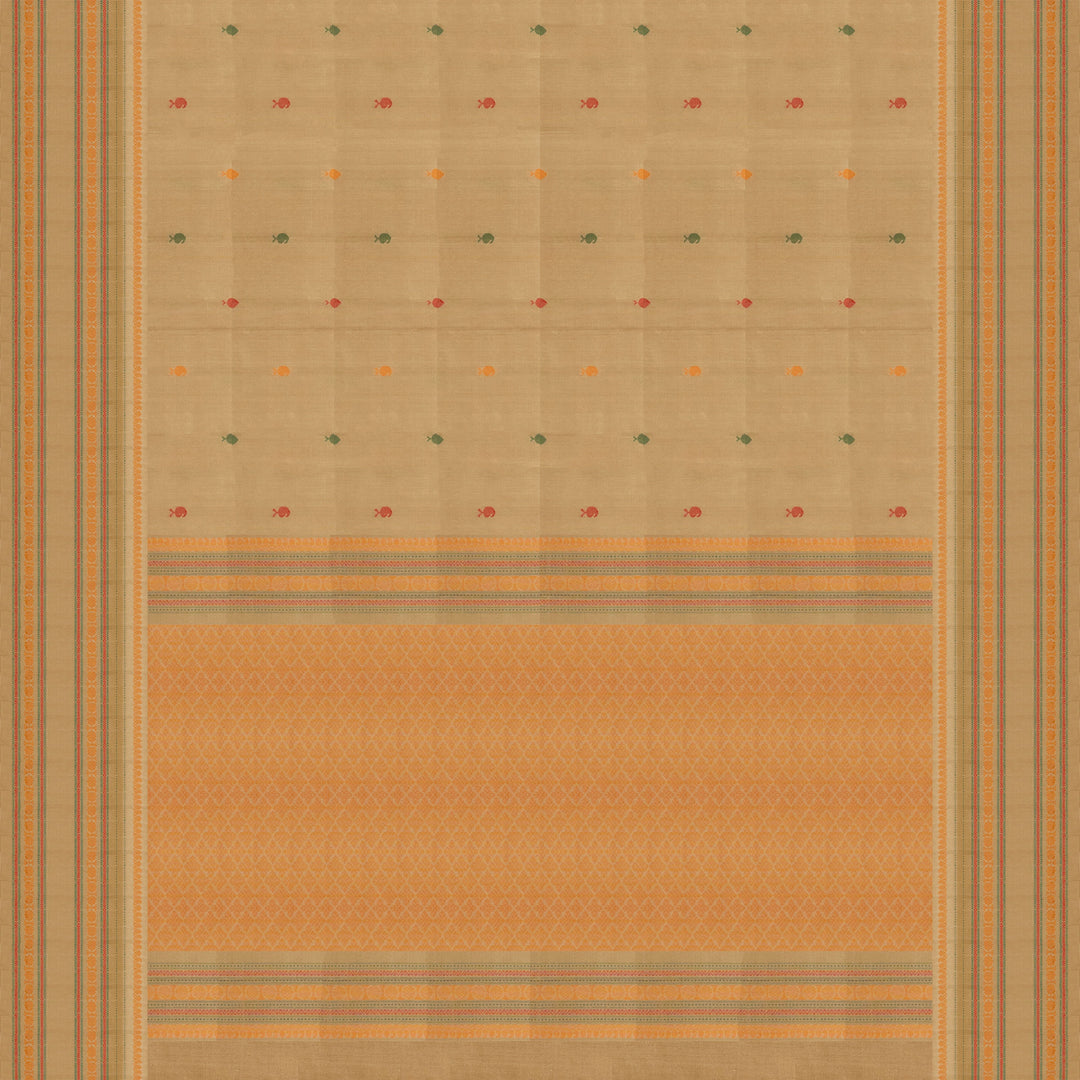 Sandal Gadwal silk saree with traditional rudraksh and diamond motifs and thread woven pallu design