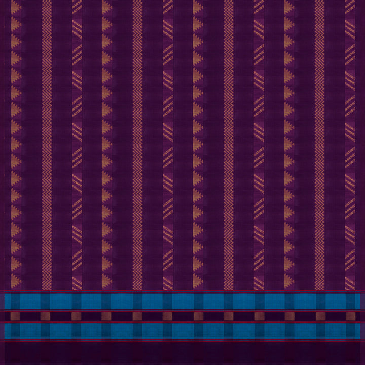 Violet Soft Silk Saree with Blue Panel Pallu 3389T016263DSC