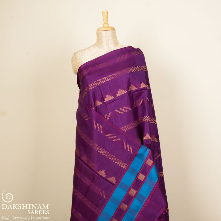 Violet Soft Silk Saree with Blue Panel Pallu 3389T016263DSC