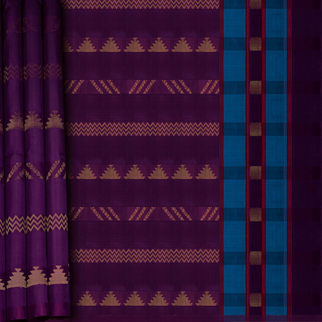 Violet Soft Silk Saree with Blue Panel Pallu 3389T016263DSC