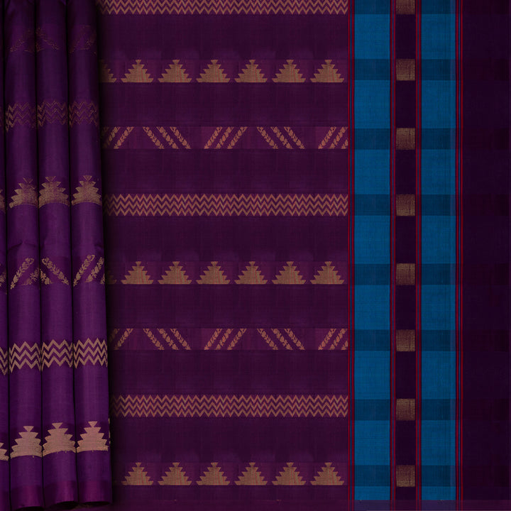 Violet Soft Silk Saree with Blue Panel Pallu 3389T016263DSC