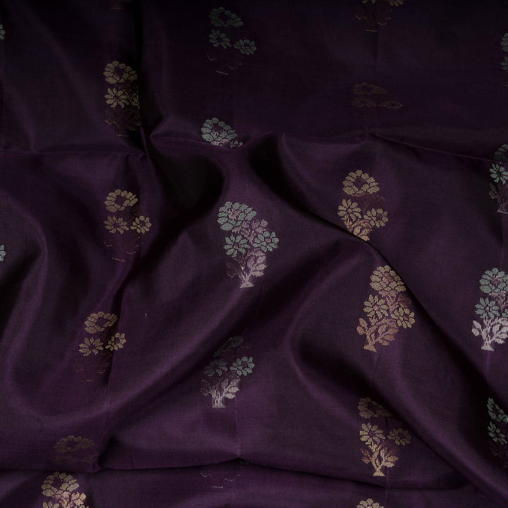 Violet Soft Silk Saree with Green Panel Pallu 3391T016272DSC