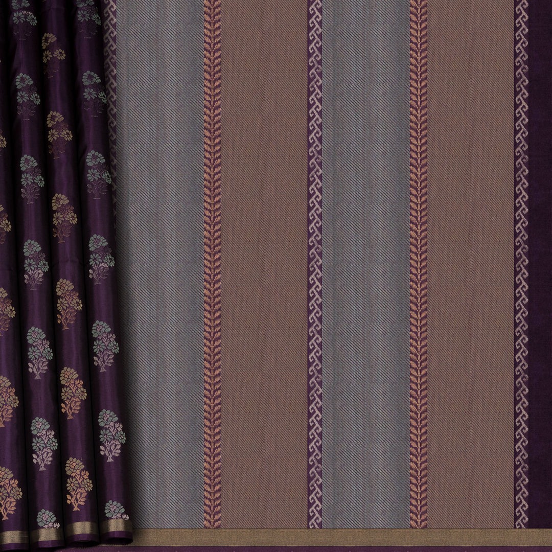 Violet Soft Silk Saree with Green Panel Pallu 3391T016272DSC