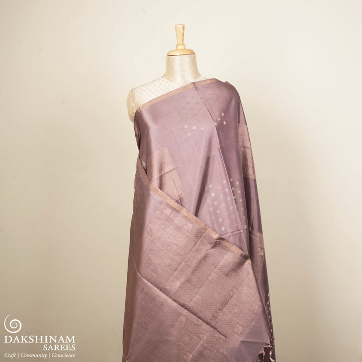 Dusty Mauve Soft Silk Saree with Zari Motifs 3392T016020DSC