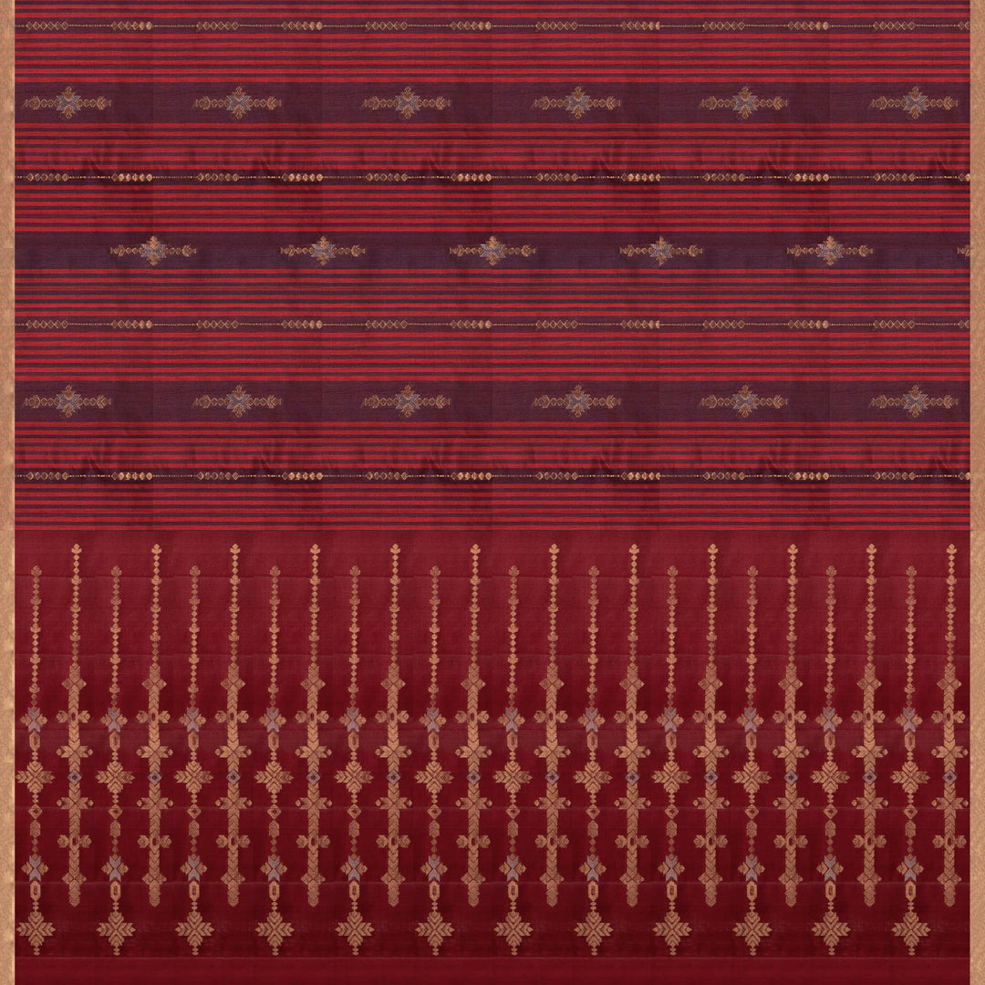 Brown Soft Silk Saree with Red Zari Pallu 3393T016243DSC