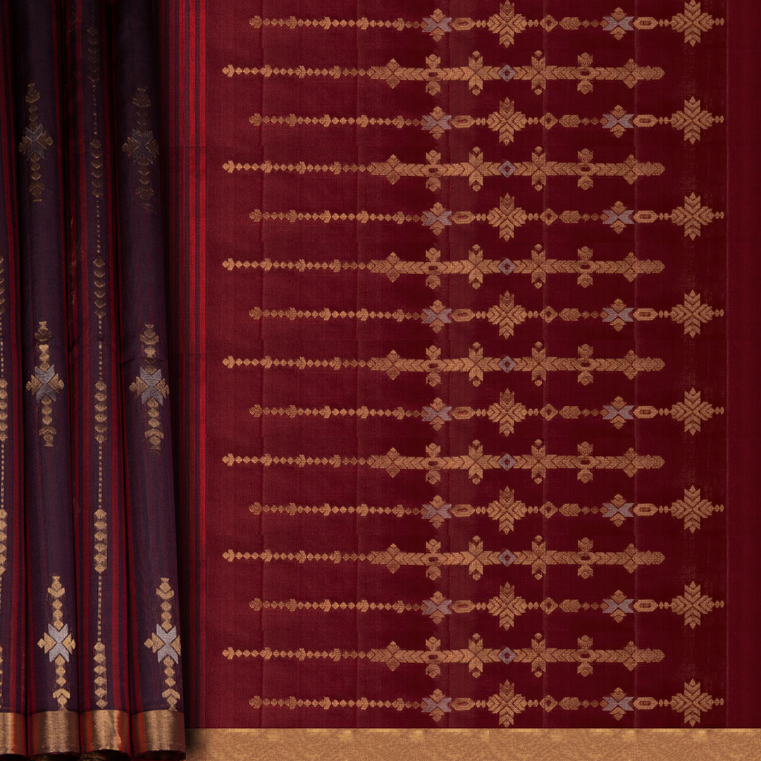 Brown Soft Silk Saree with Red Zari Pallu 3393T016243DSC