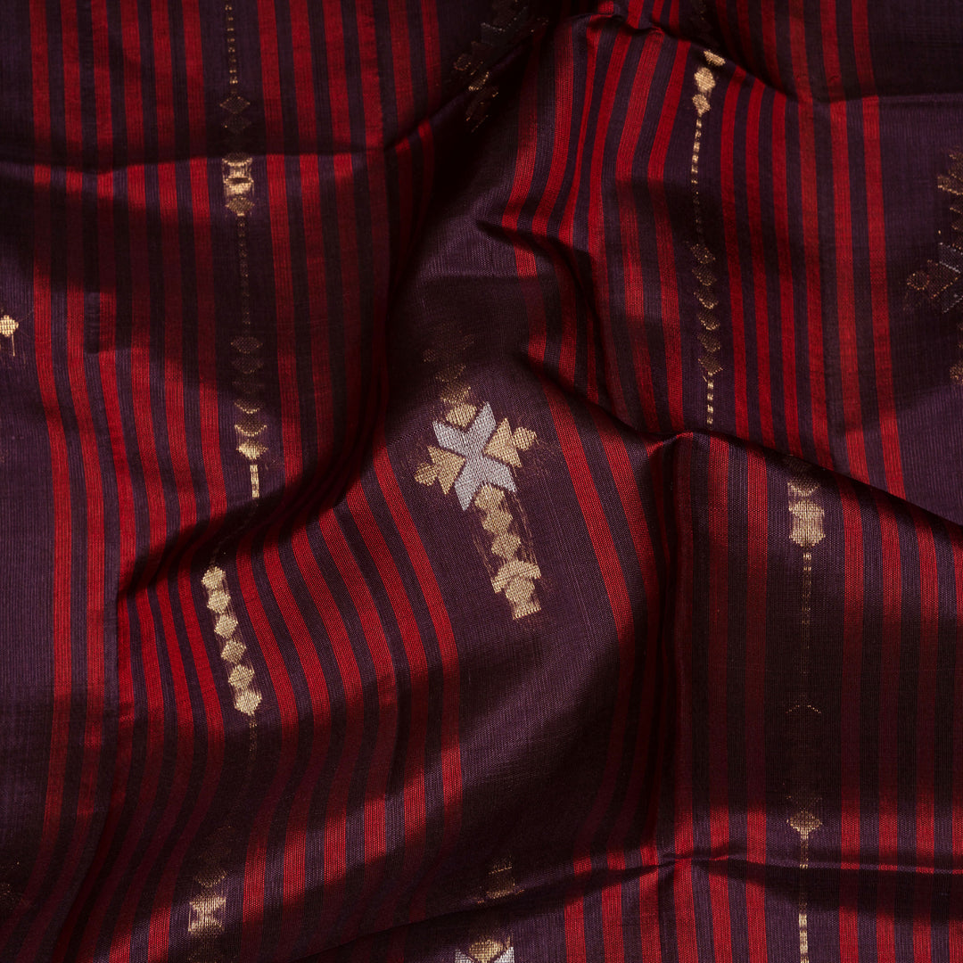 Brown Soft Silk Saree with Red Zari Pallu 3393T016243DSC