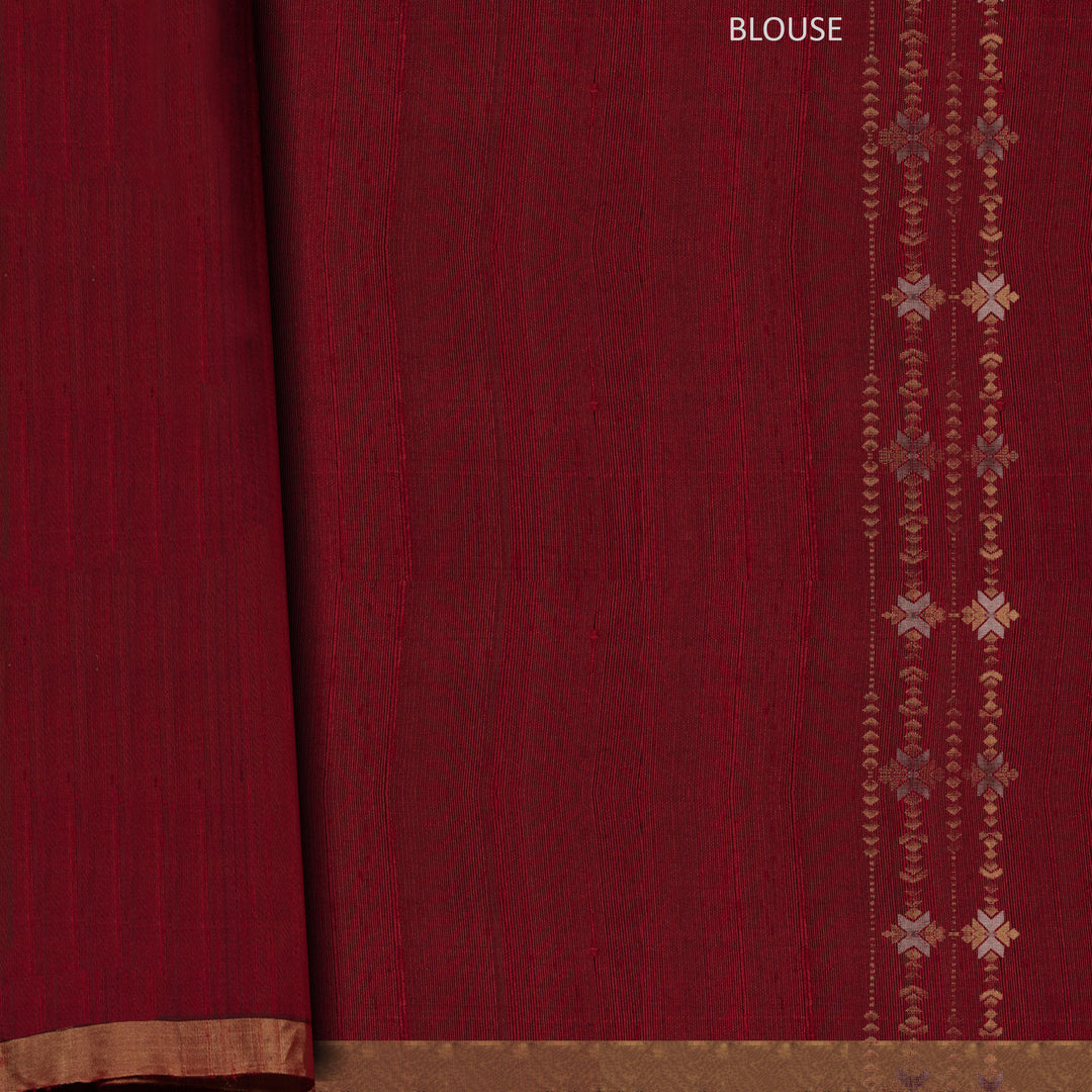 Brown Soft Silk Saree with Red Zari Pallu 3393T016243DSC