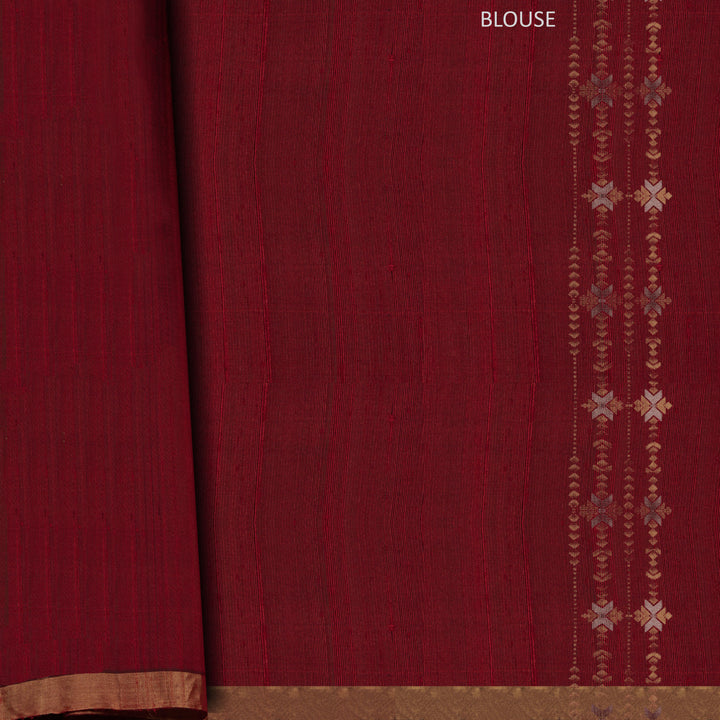 Brown Soft Silk Saree with Red Zari Pallu 3393T016243DSC