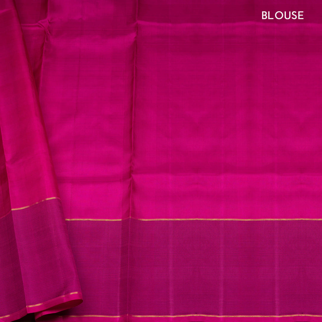 Magenta Kanjivaram Silk Saree with Checks & Striped Pallu 3422T015994DSC