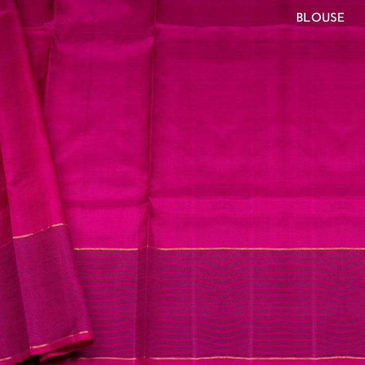 Magenta Kanjivaram Silk Saree with Checks & Striped Pallu 3422T015994DSC
