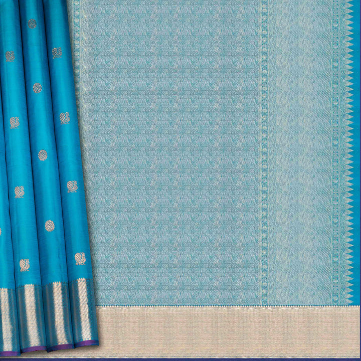 Blue Kanjivaram Silk Saree with Annam Motifs & Gold Zari 3423T016029DSC