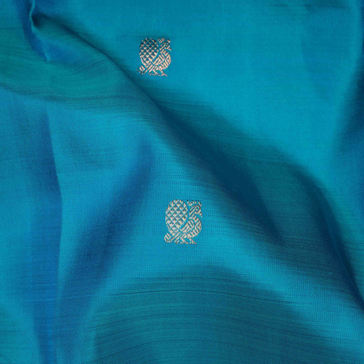 Blue Kanjivaram Silk Saree with Annam Motifs & Gold Zari 3423T016029DSC