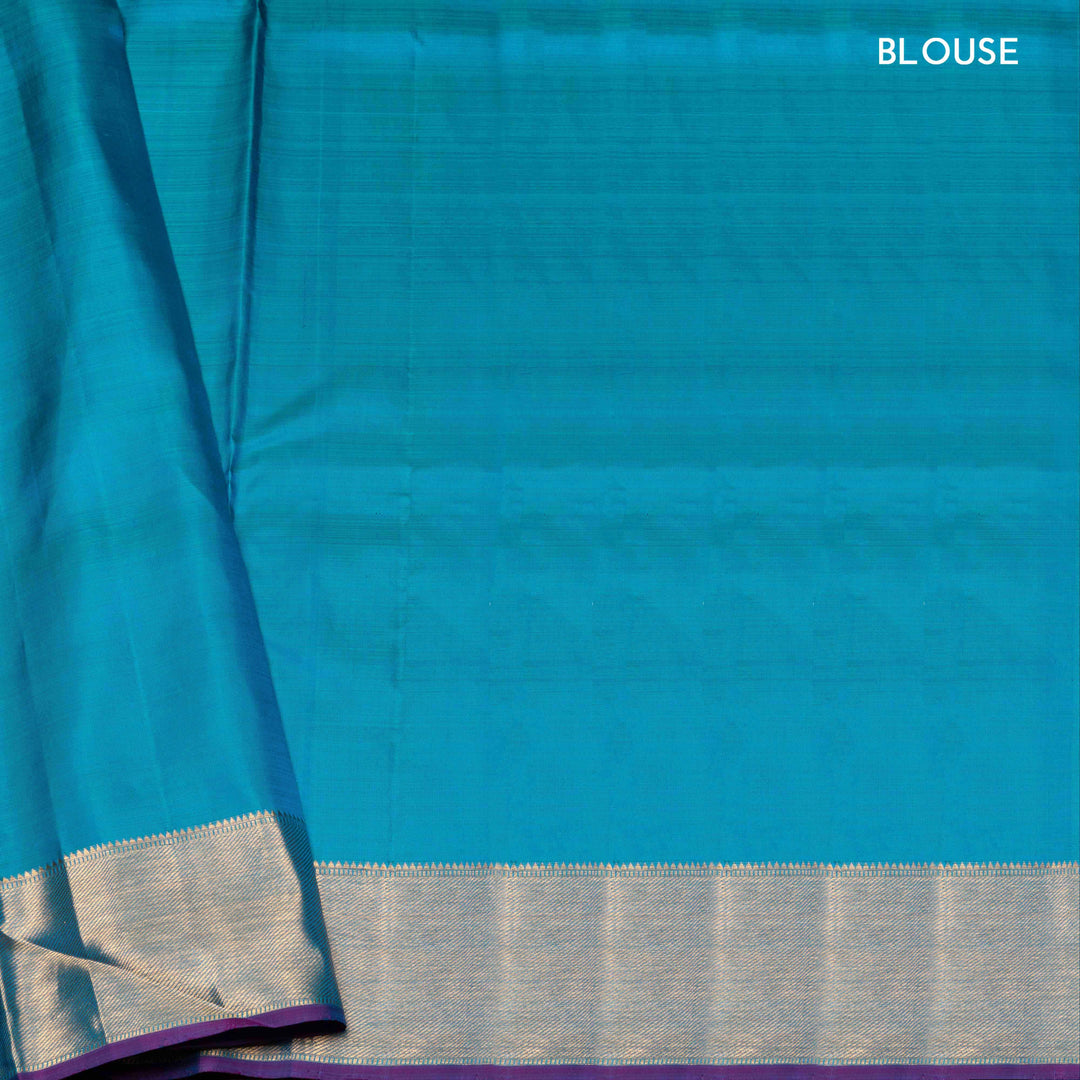 Blue Kanjivaram Silk Saree with Annam Motifs & Gold Zari 3423T016029DSC