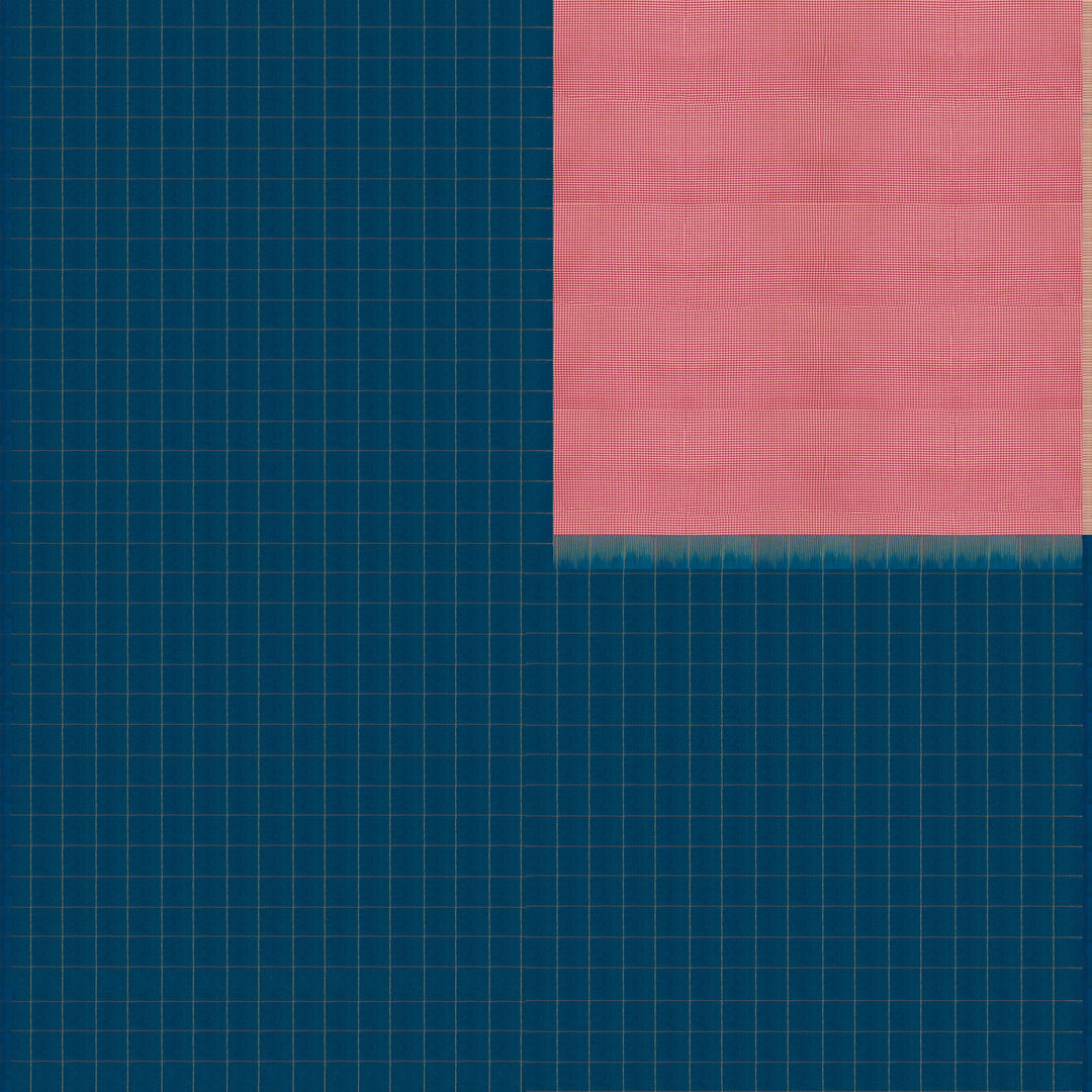 Blue Kanchipuram Silk Half & Half Saree with Zari Checks 3401N013554DSC