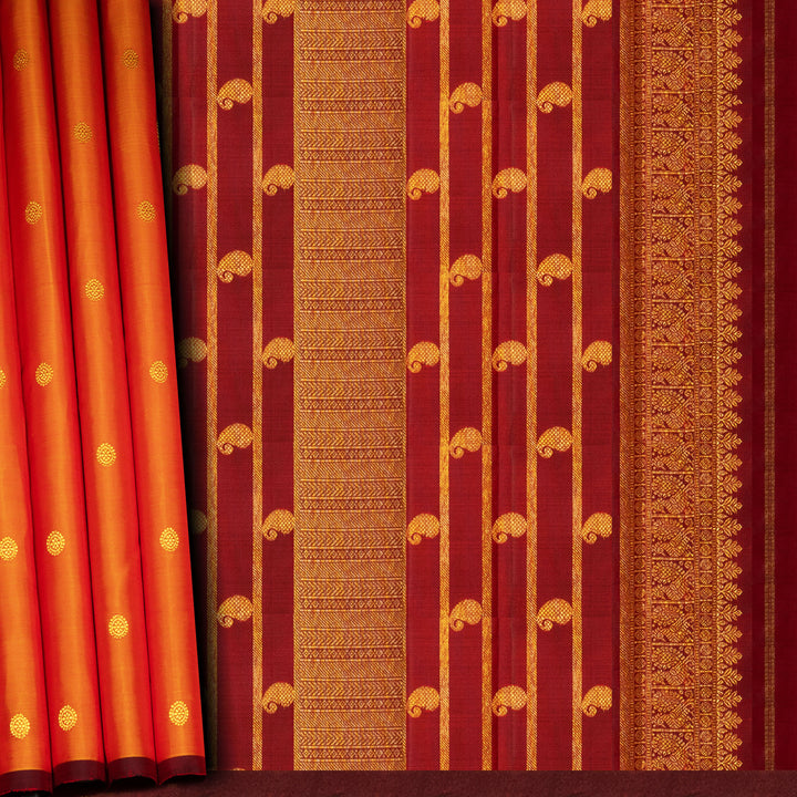 Orange Kanchipuram Silk Saree with Maroon Pallu 3402T016026DSC