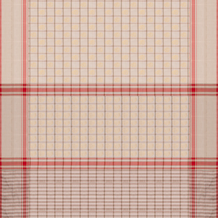 Off White Pochampally Ikat Silk Saree with Kadiyal Butta 3403T016363DSC